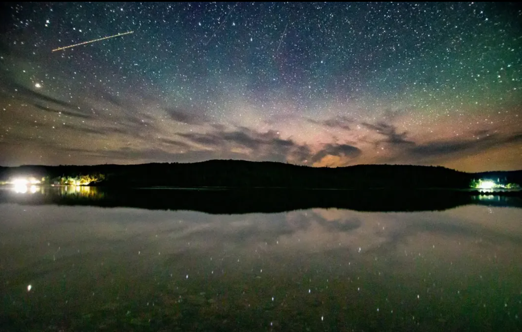Aurora over a lake